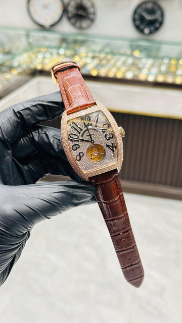 F.M Crazy Hours Stone Supar Clone Swiss Movement Sapphire Glass 1 Year Warranty